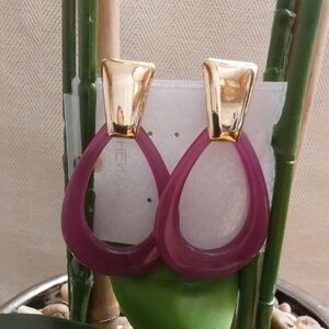 Elegant Gold and Purple Teardrop Earrings